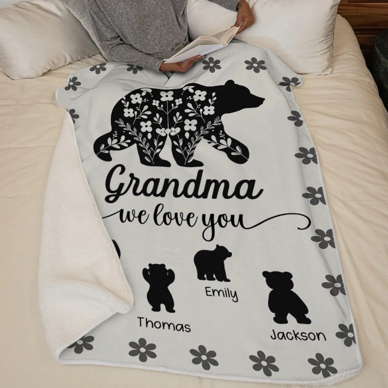 Custom Name Bear Grandma Gifts - Personalized Blanket