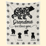 Custom Name Bear Grandma Gifts - Personalized Blanket