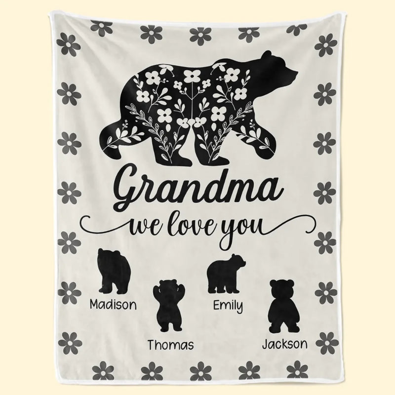 Custom Name Bear Grandma Gifts - Personalized Blanket