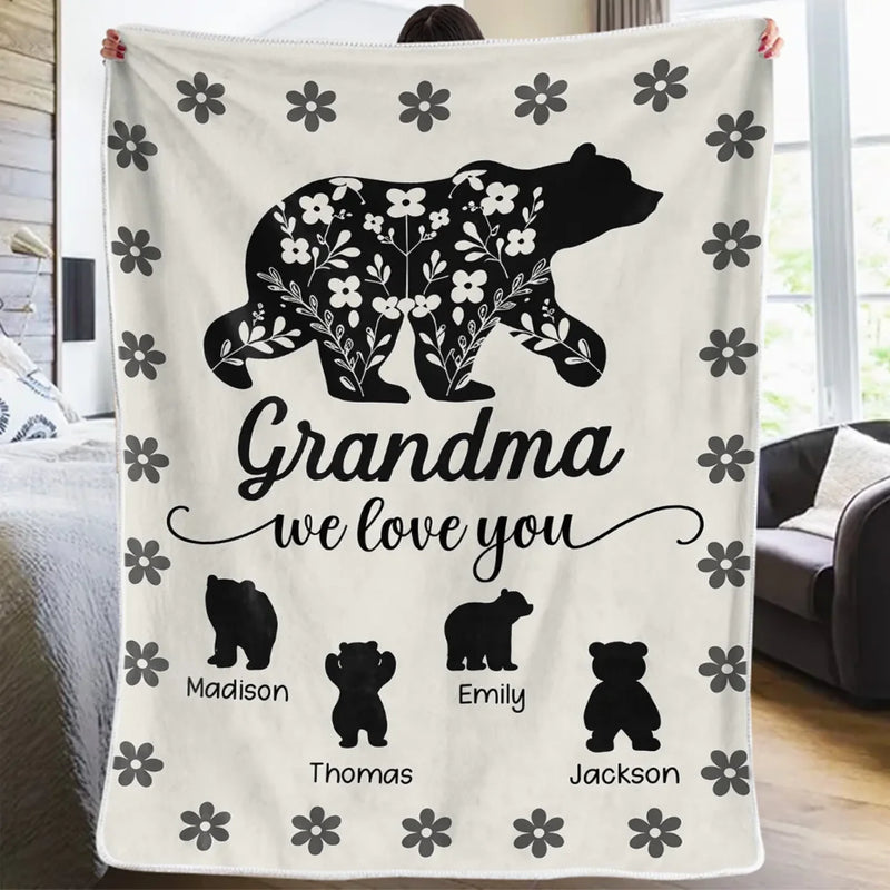 Custom Name Bear Grandma Gifts - Personalized Blanket