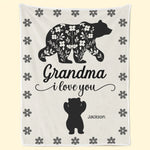 Custom Name Bear Grandma Gifts - Personalized Blanket