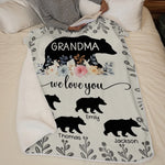 Custom Name Bear Gifts for Grandma - Personalized Blanket