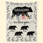 Custom Name Bear Gifts for Grandma - Personalized Blanket