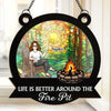 Campfire Nights, Endless Memories - Family Personalized Window Hanging Suncatcher Ornament - Gift For Yourself, Best Friends, Siblings, Family Members