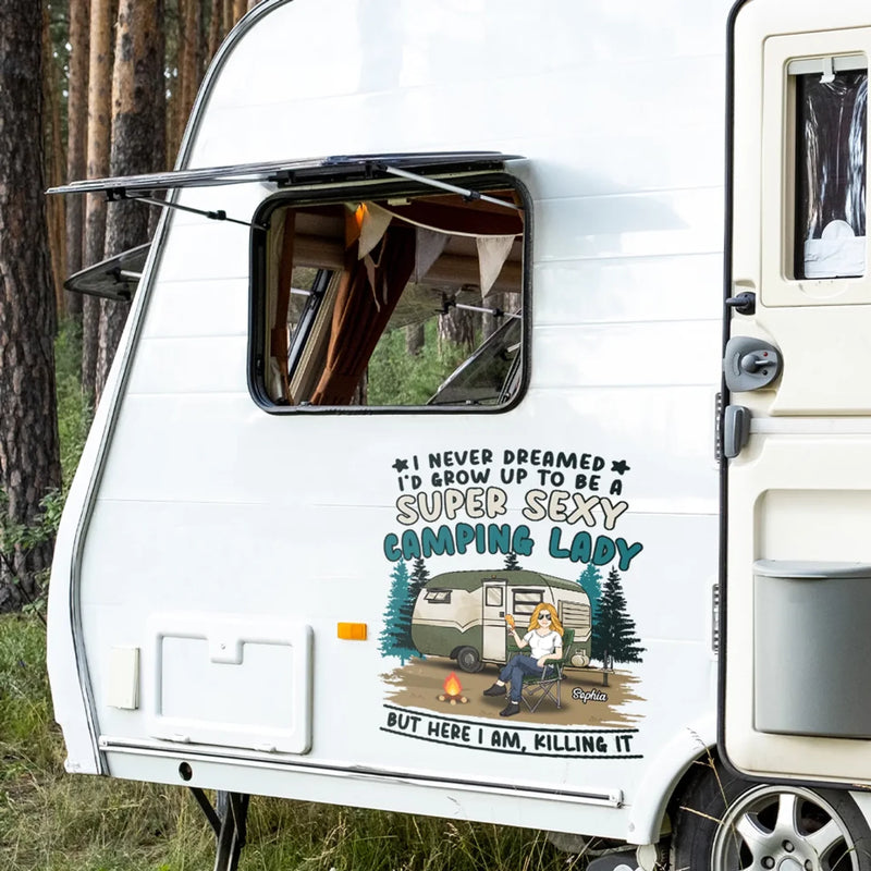 Work Hard, Camp Harder - Camping Personalized Custom RV Decal - Gift For Yourself, Best Friends, Siblings, Family Members, Camping Lovers