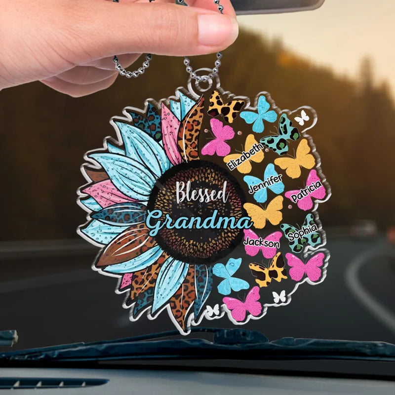 Life Is The Flower For Which Love Is The Honey - Family Personalized Custom Car Ornament - Acrylic Custom Shaped - Gift For Mom, Grandma
