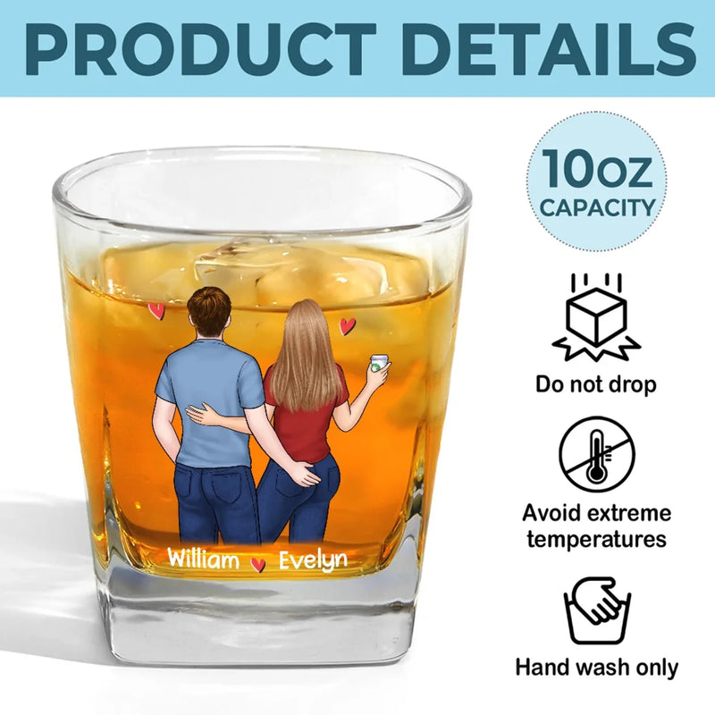 Custom Name Funny Couple Gifts - Personalized Square Whiskey Glass