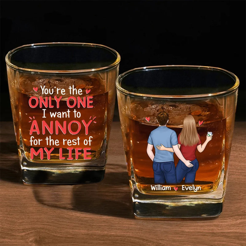 Custom Name Funny Couple Gifts - Personalized Square Whiskey Glass