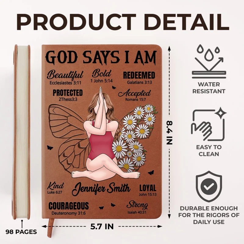 Custom Name Christian Faith Gifts for Women - Personalized Leather Journal
