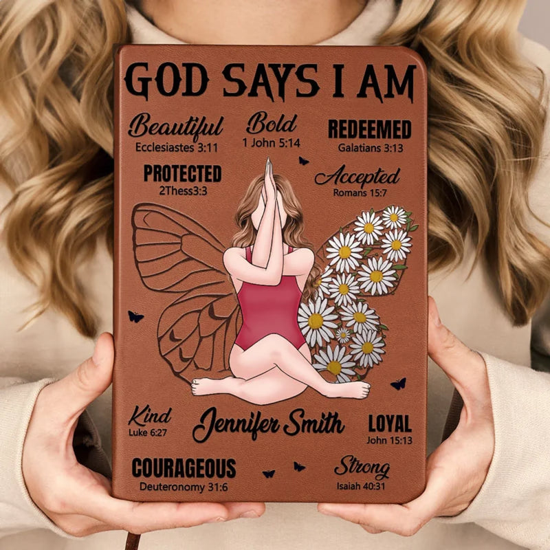 Custom Name Christian Faith Gifts for Women - Personalized Leather Journal