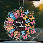 Custom Name Sunflower Grandma Gifts - Personalized Car Ornament
