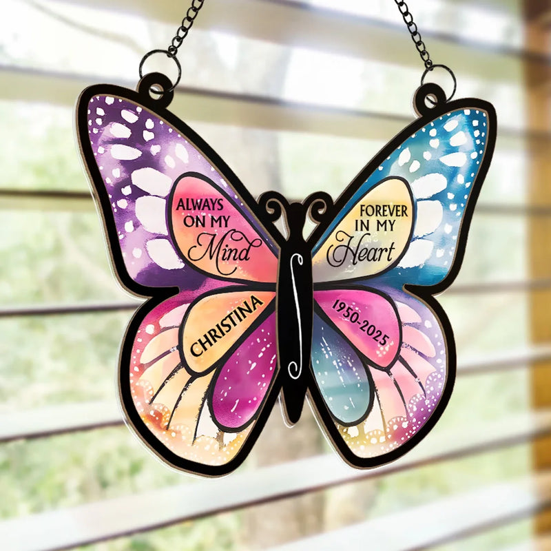 Your Memory Warms Our Hearts - Memorial Personalized Window Hanging Suncatcher Ornament - Sympathy Gift For Family Members