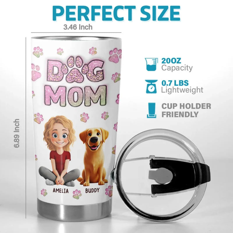 Fur Mom, Forever Loved - Dog & Cat Personalized Custom 3D Inflated Effect Printed Tumbler - Gift For Pet Owners, Pet Lovers