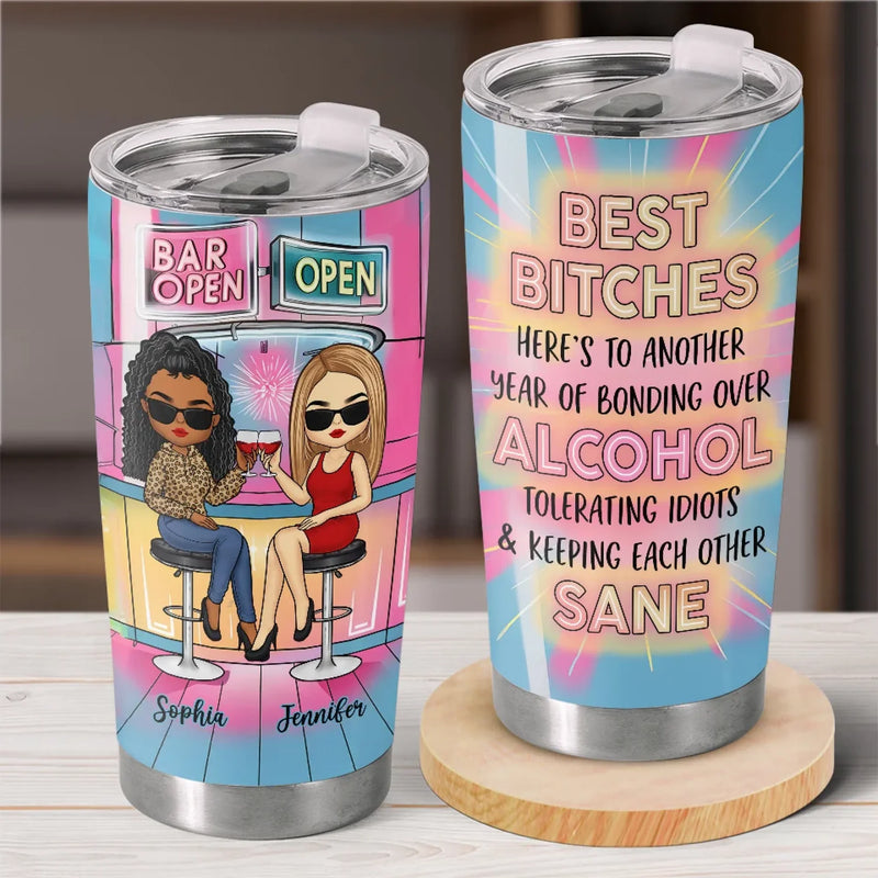 We’re Chaos And Laughter - Bestie Personalized Custom Tumbler -  Gift For Best Friends, BFF, Sisters
