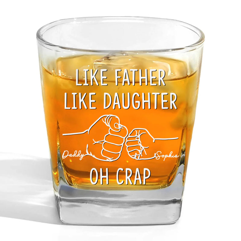 Built By My Father’s Hands - Family Personalized Custom Square Whiskey Glass - Gift For Dad