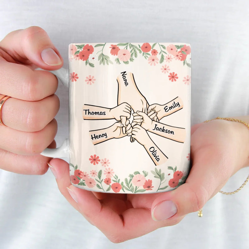 Love In Every Touch - Family Personalized Custom Mug - Gift For Mom, Grandma