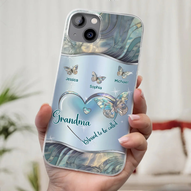 Blessed To Be Called A Grandma - Family Personalized Custom Clear Phone Case - Gift For Mom, Grandma
