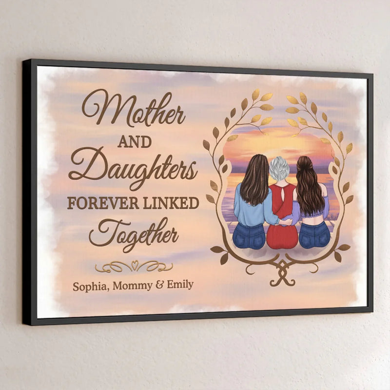 Custom Name Mother and Daughters Gifts - Personalized Poster