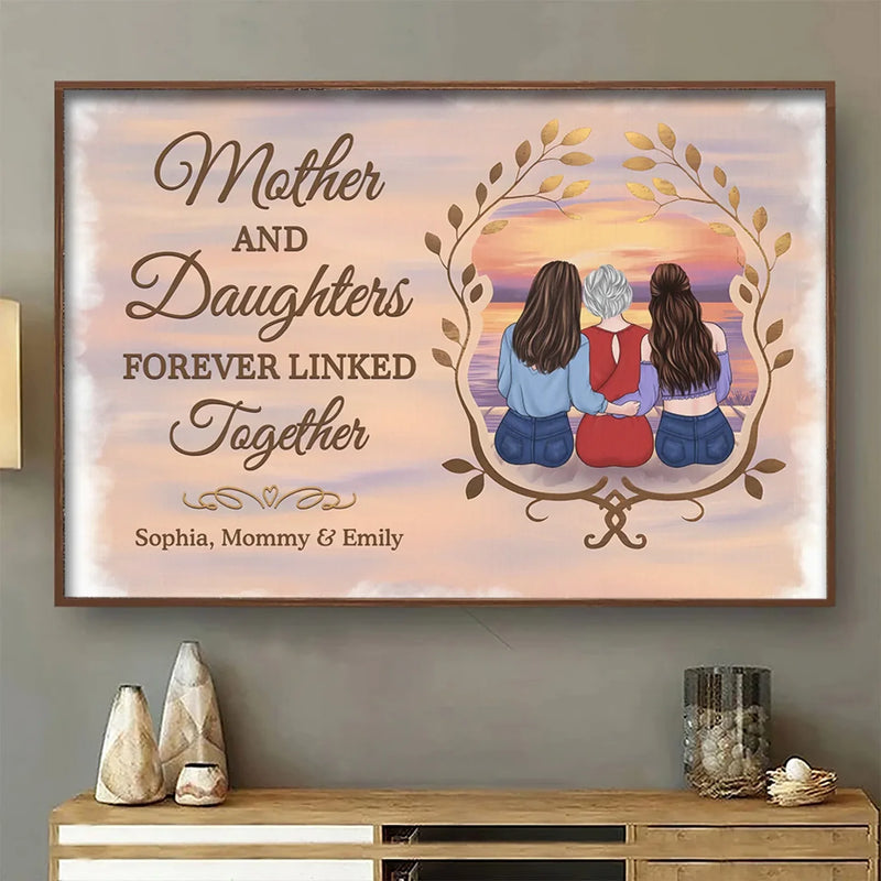 Custom Name Mother and Daughters Gifts - Personalized Poster