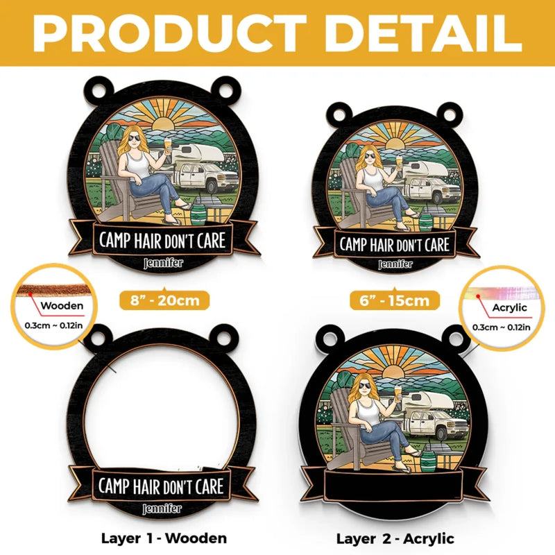 Custom Name Camping Gifts for Women - Personalized Suncatcher Ornament