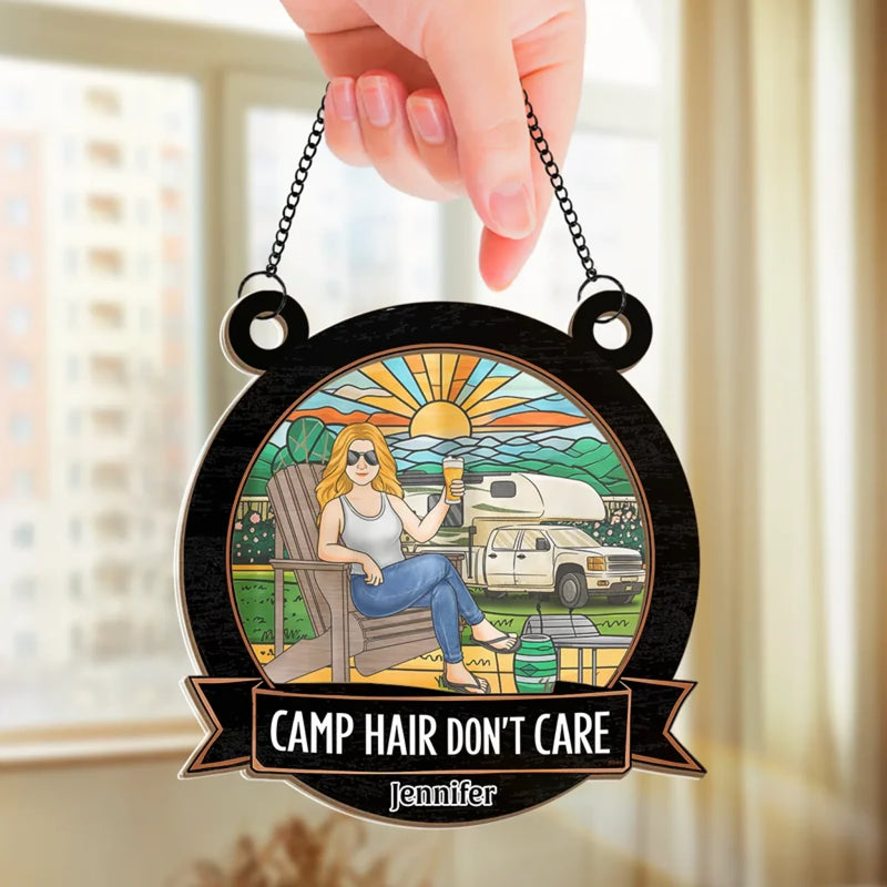 Custom Name Camping Gifts for Women - Personalized Suncatcher Ornament