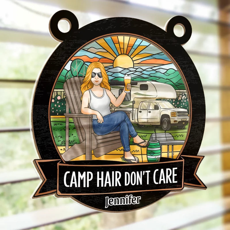 Custom Name Camping Gifts for Women - Personalized Suncatcher Ornament