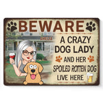 Custom Name Crazy Dog Lady Gifts for Dog Lovers - Personalized Metal Sign