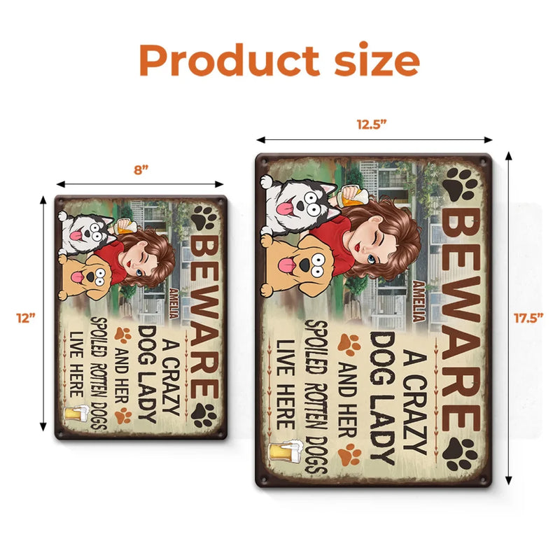 Custom Name Crazy Dog Lady Gifts for Dog Lovers - Personalized Metal Sign