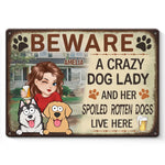 Custom Name Crazy Dog Lady Gifts for Dog Lovers - Personalized Metal Sign