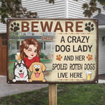 Custom Name Crazy Dog Lady Gifts for Dog Lovers - Personalized Metal Sign