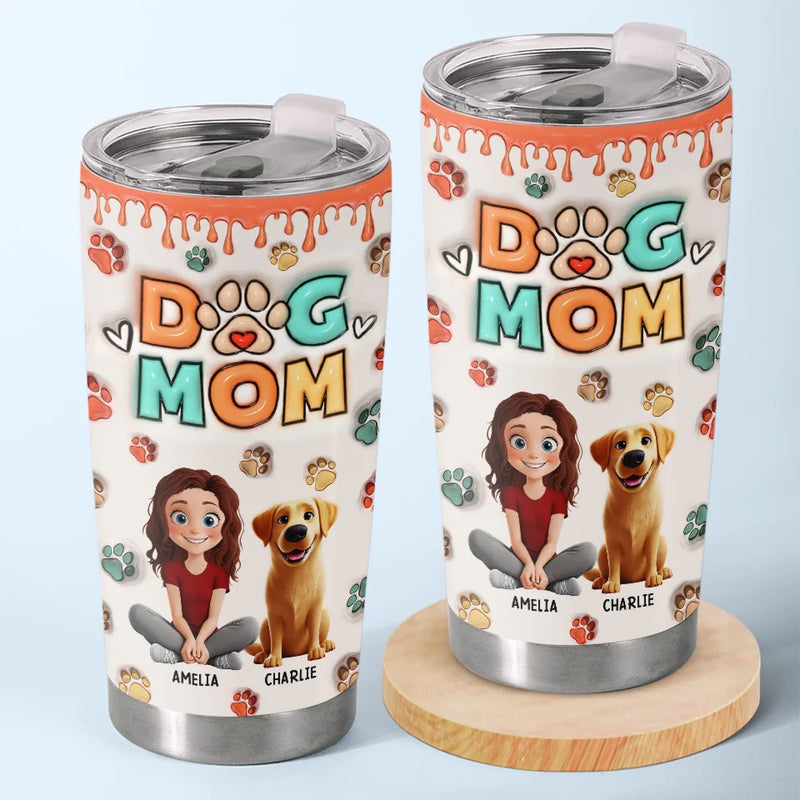 Custom Name Dog Mom Gifts for Pet Lovers - Personalized Tumbler