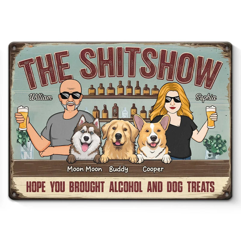 Custom Name Funny Dog Bar Gifts for Couples - Personalized Metal Sign
