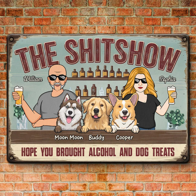 Custom Name Funny Dog Bar Gifts for Couples - Personalized Metal Sign