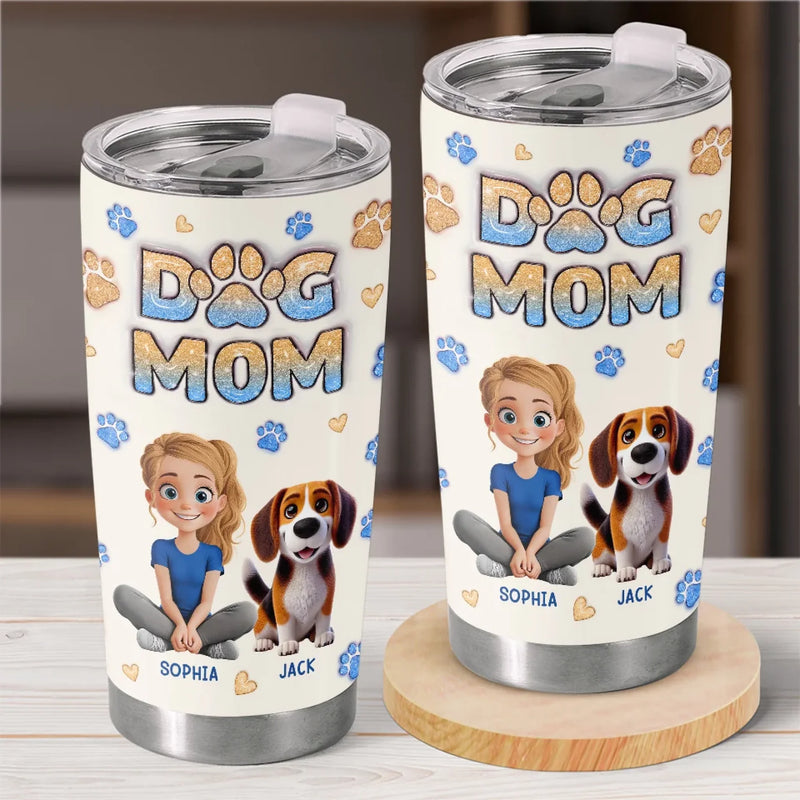 Four Paws, One Heart - Dog & Cat Personalized Custom 3D Inflated Effect Printed Tumbler - Gift For Pet Owners, Pet Lovers
