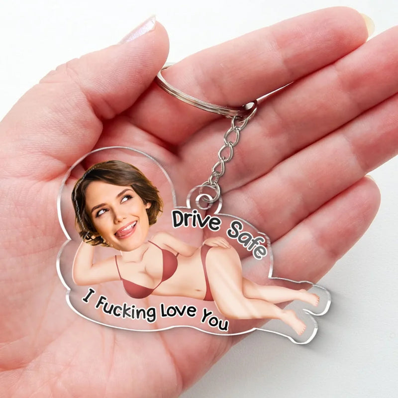 Custom Photo Naughty Couple Gifts - Personalized Acrylic Keychain