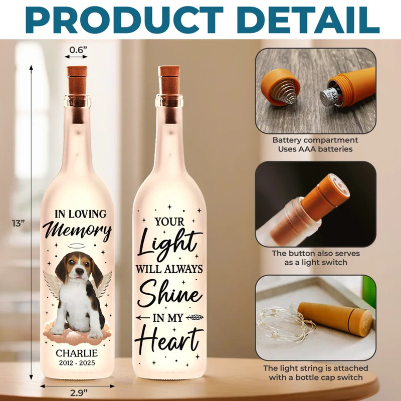 Custom Pet Photo Memorial Gifts - Personalized Bottle Lamp