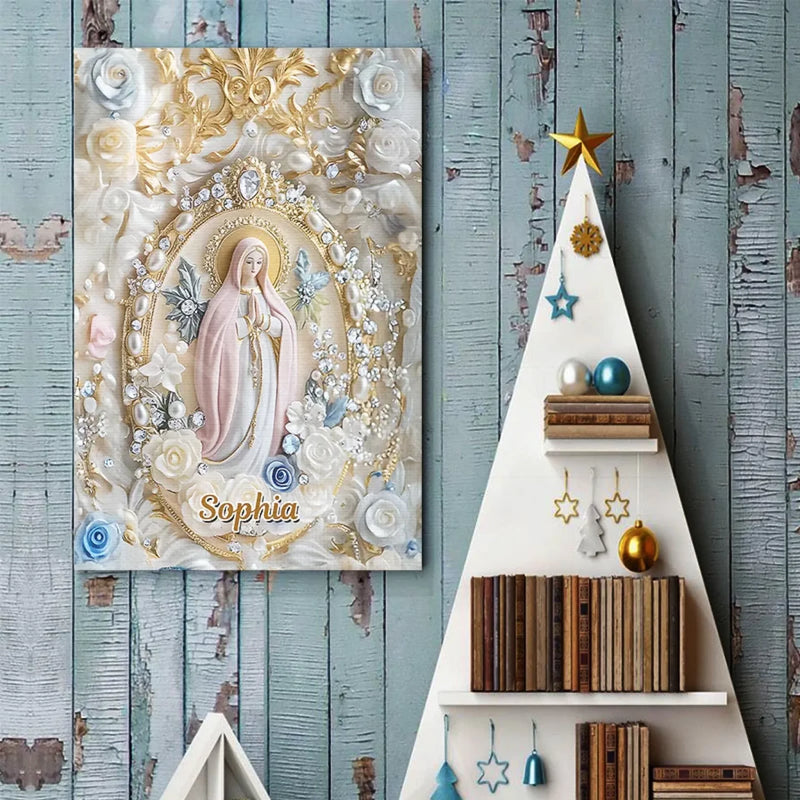 Custom Name Virgin Mary Religious Decor - Personalized Poster