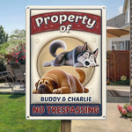 Custom Pet Name Sleeping Dog Property Sign for Dog Lovers - Personalized Metal Sign