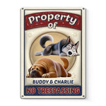 Custom Pet Name Sleeping Dog Property Sign for Dog Lovers - Personalized Metal Sign