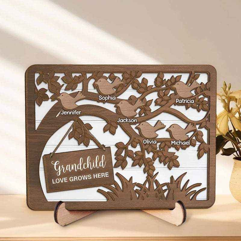 Grandma’s Love Is The Sweetest Gift - Family Personalized Custom 2-Layered Wooden Plaque With Stand - Gift For Mom, Grandma