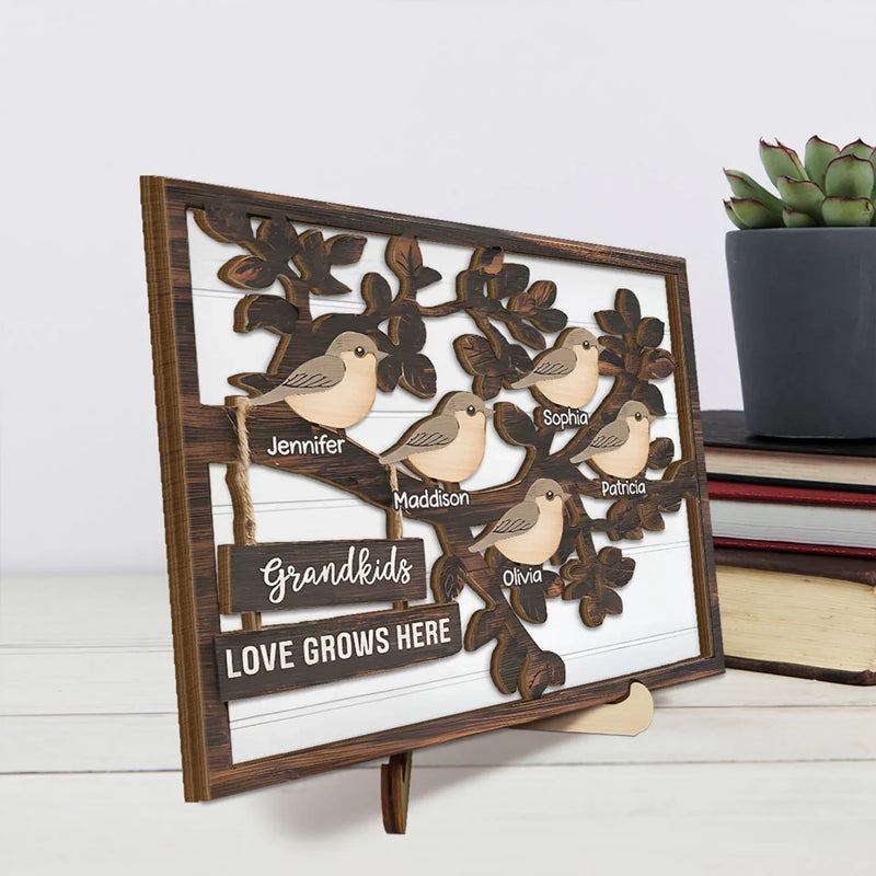 The Heart Of Our Family - Family Personalized Custom 2-Layered Wooden Plaque With Stand - Gift For Mom, Grandma