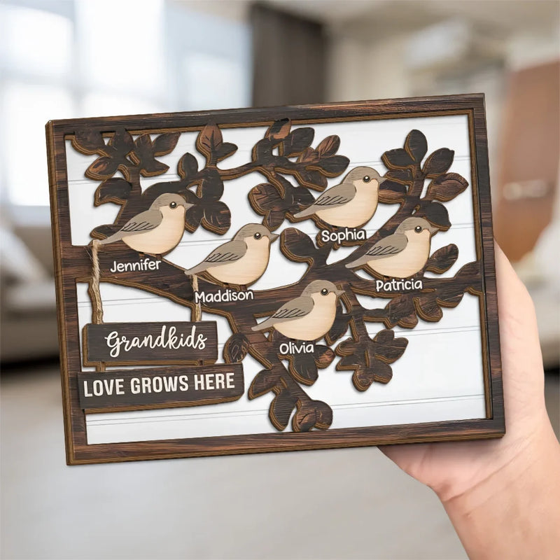The Heart Of Our Family - Family Personalized Custom 2-Layered Wooden Plaque With Stand - Gift For Mom, Grandma