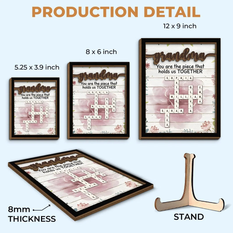 Grandmas Are The Glue That Holds Families Together - Family Personalized Custom 2-Layered Wooden Plaque With Stand - Mother's Day Gift For Mom, Grandma