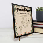 Custom Family Name Crossword Gifts for Grandma - Personalized Wooden Plaque