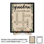 Custom Family Name Crossword Gifts for Grandma - Personalized Wooden Plaque