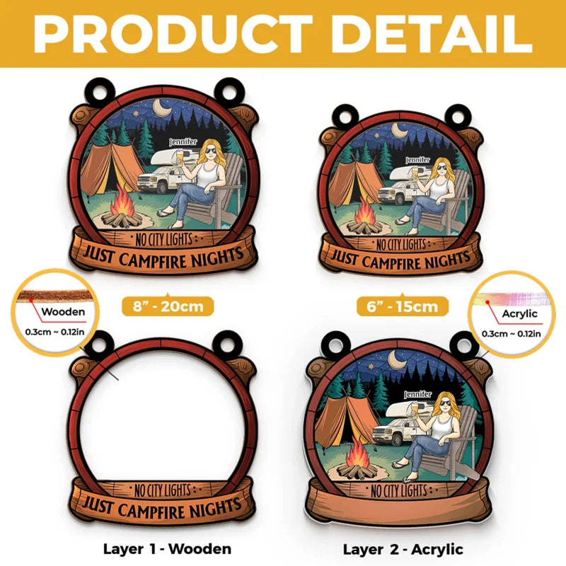 No City Lights - Camping Personalized Window Hanging Suncatcher Ornament - Gift For Camping Lovers