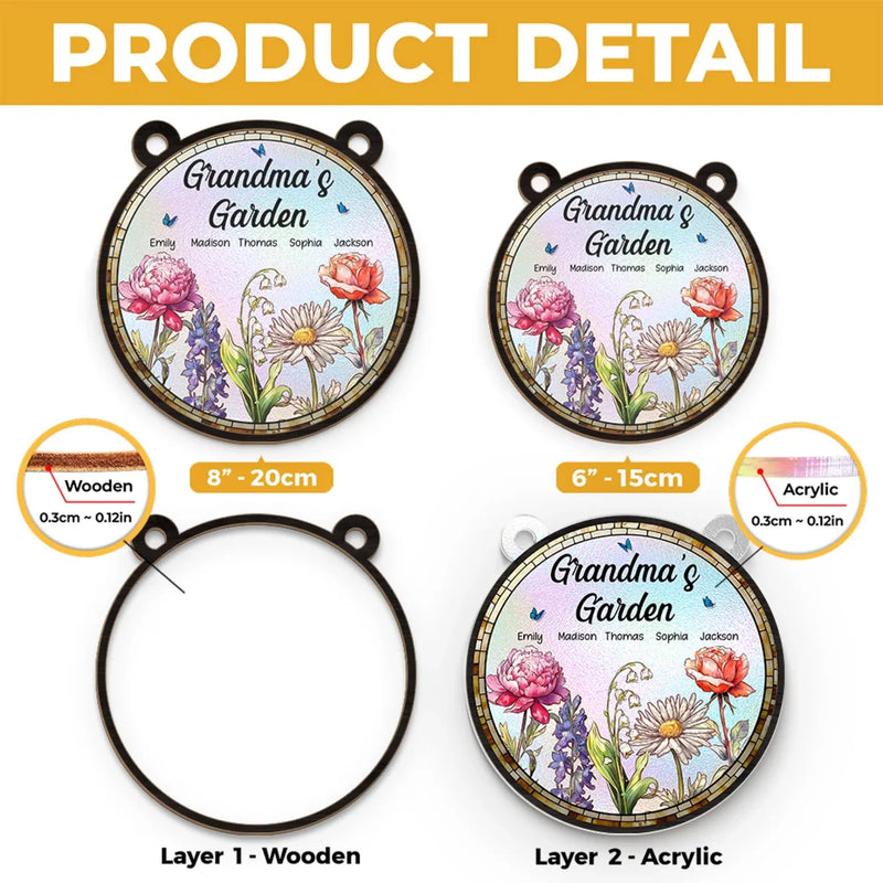 A Grandma’s Love Makes Life Sweeter - Family Personalized Window Hanging Suncatcher - Gift For Mom, Grandma