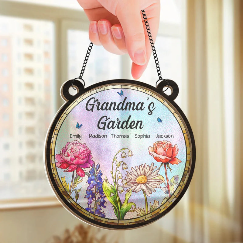 A Grandma’s Love Makes Life Sweeter - Family Personalized Window Hanging Suncatcher - Gift For Mom, Grandma