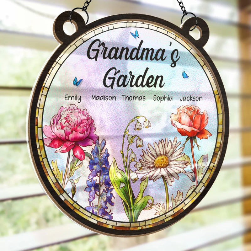 A Grandma’s Love Makes Life Sweeter - Family Personalized Window Hanging Suncatcher - Gift For Mom, Grandma