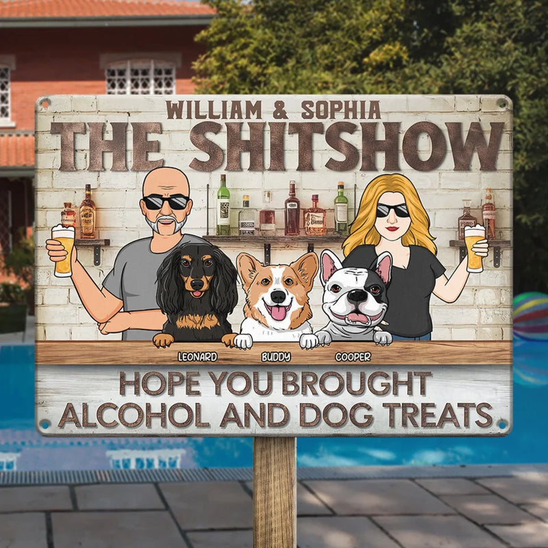 Paws And Party Time - Dog Personalized Custom Home Decor Metal Sign - House Warming Gift For Pet Owners, Pet Lovers